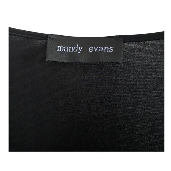 Mandy Evans Women's Black V Neck Ruffle Stretch Blouse US L - Picture 4 of 5